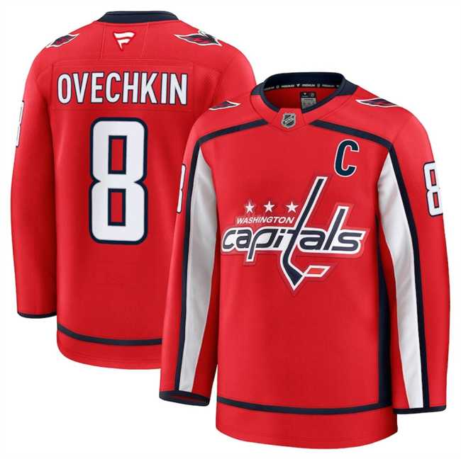 Mens Washington Capitals #8 Alexander Ovechkin Red 2024-25 Home Stitched Hockey Jersey Dzhi